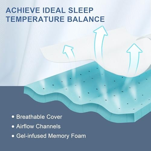 Eiayeebil 2 Inch Memory Foam Mattress Topper Queen